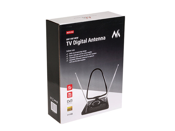 Antena TV Rádio DVB-T Interior DVBT 45dB Maclean MCTV-963