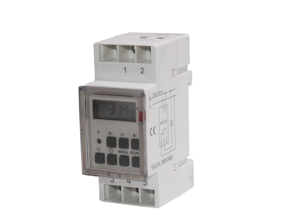 Temporizador elétrico digital semanal tipo trilho DIN 16A 220V Maclean MCE09