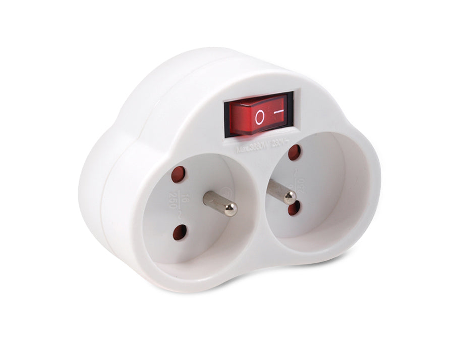 Tomada elétrica Maclean, com interruptor, x2, máx. 3680 W, MCE31