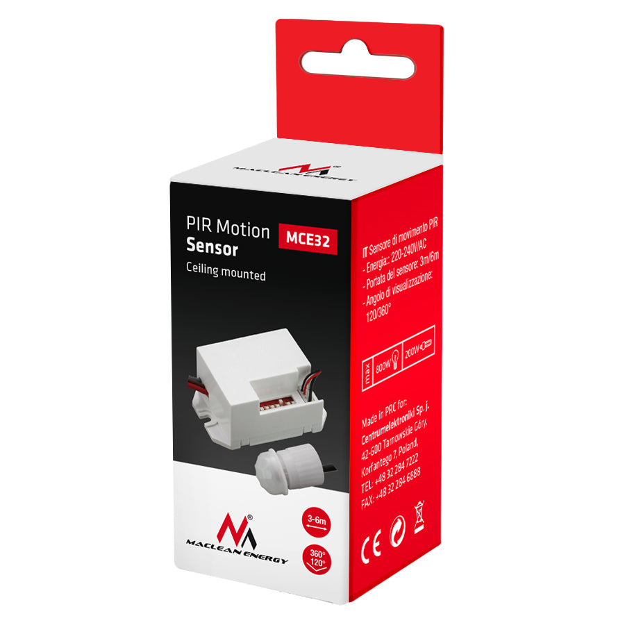 Detetor de movimento PIR Maclean Energy MCE32 800W 360°