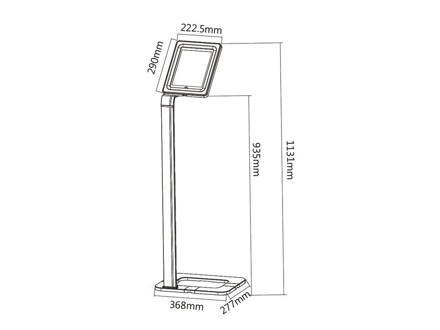 Suporte de chão Maclean MC-645 para iPad, Galaxy Tab e tablets Goclever com sistema anti-roubo