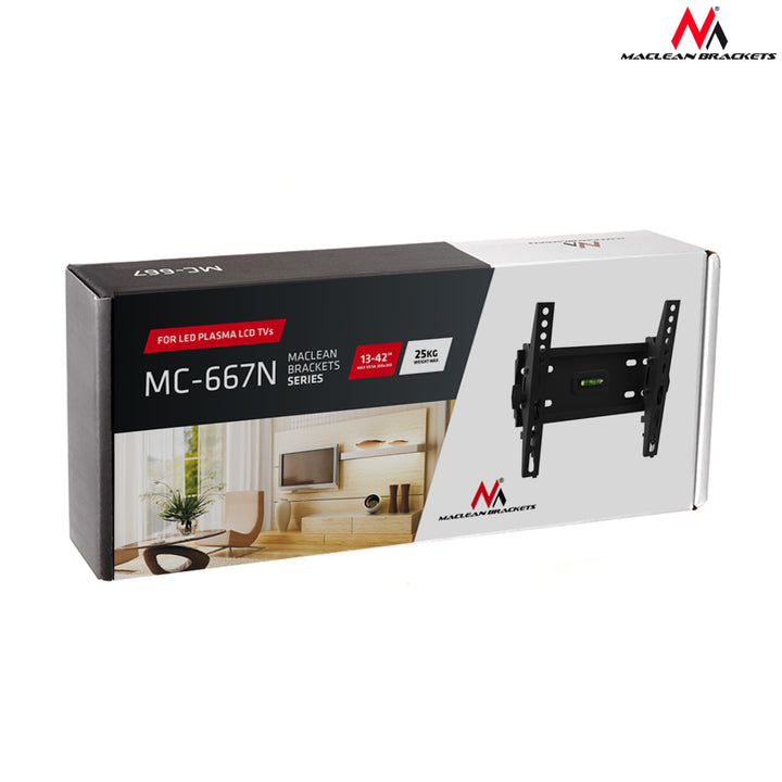 Suporte fixo de parede para tela de TV LCD LED 23-42", 25kg, VESA 200x200 Maclean MC-667