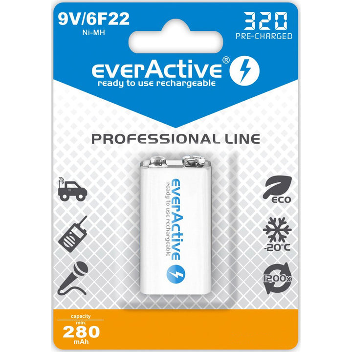 Bateria recarregável EverActive 6F22/9V Ni-MH 320 mAh