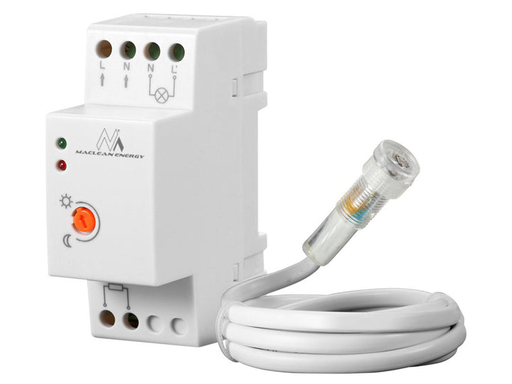 Interruptor de sensor crepuscular para carril DIN con sonda externa 220-240V / AC, 50Hz 20A Maclean MCE83
