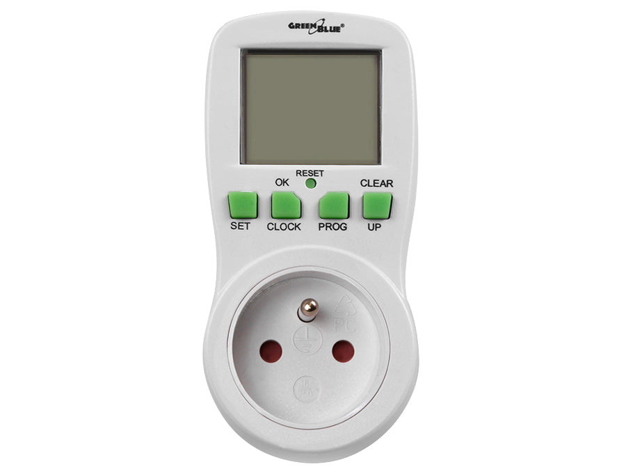 Interruptor de tempo / temporizador digital plugue francês com pino GreenBlue GB107