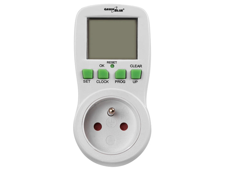 Interruptor de tempo / temporizador digital plugue francês com pino GreenBlue GB107