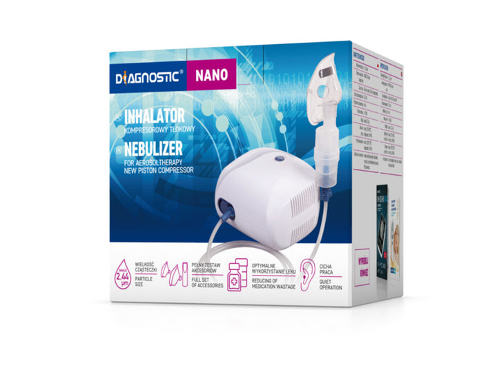 Inhalador de compresor de pistón Diagnostic Nano con 2 máscaras