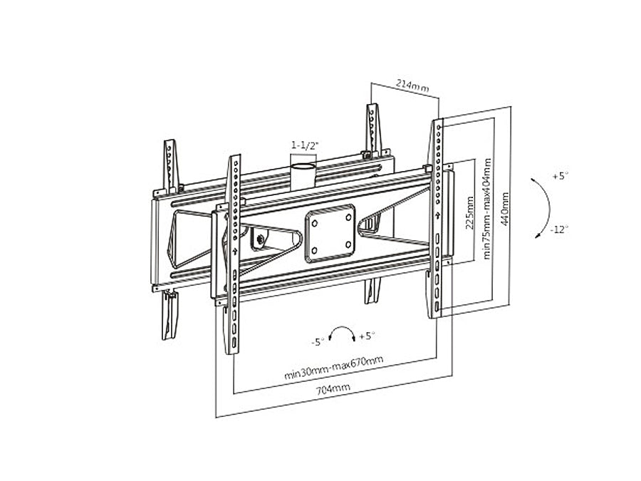 Suporte para duas TVs frontais/traseiras 23-75" 50kg universal Maclean MC-703 preto máx. VESA 600x400 PROFI MARKET SYSTEM