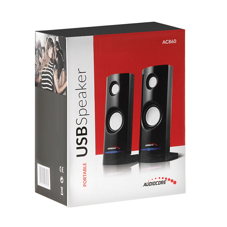 Altavoces para PC 2.0 USB, 2x4W, auto alimentado, color negro Audiocore AC860