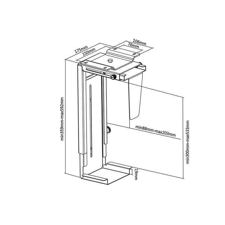 Suporte de suspensão para computador Maclean MC-713 B preto