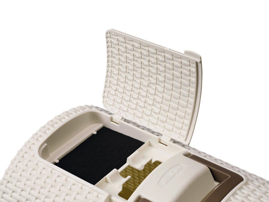 Caja de aseo cubierta para mascotas en color crema Curver Pet Life