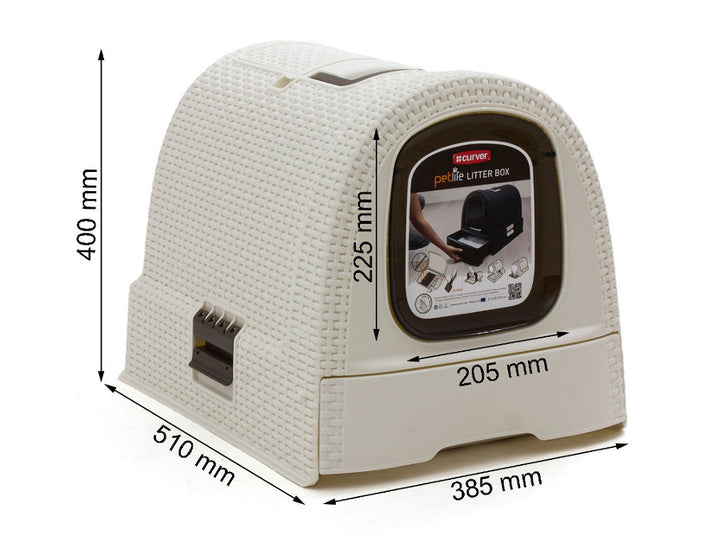 Caja de aseo cubierta para mascotas en color crema Curver Pet Life