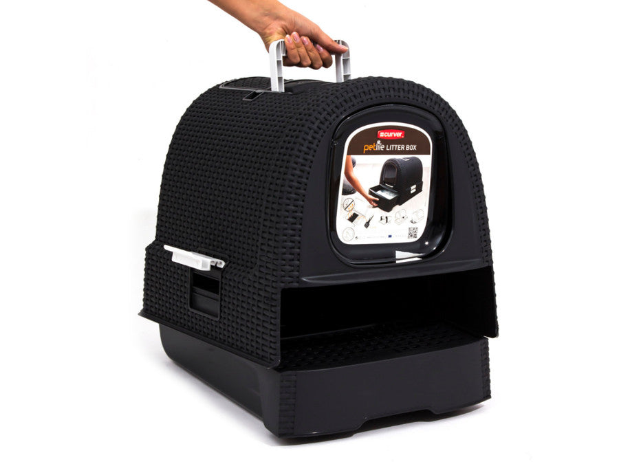 Caja de aseo cubierta para mascotas en color crema Curver Pet Life