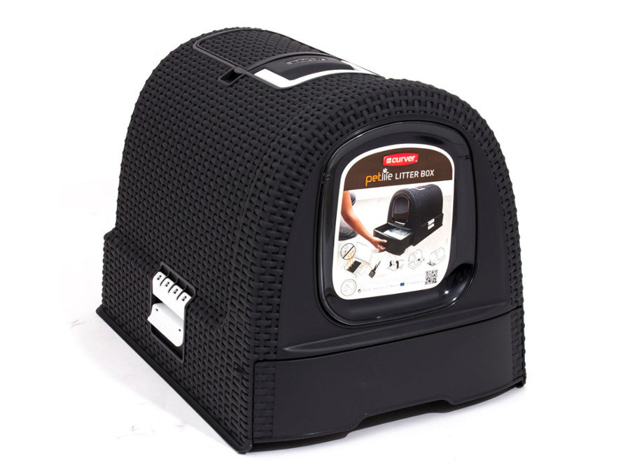 Caja de aseo cubierta para mascotas en color crema Curver Pet Life