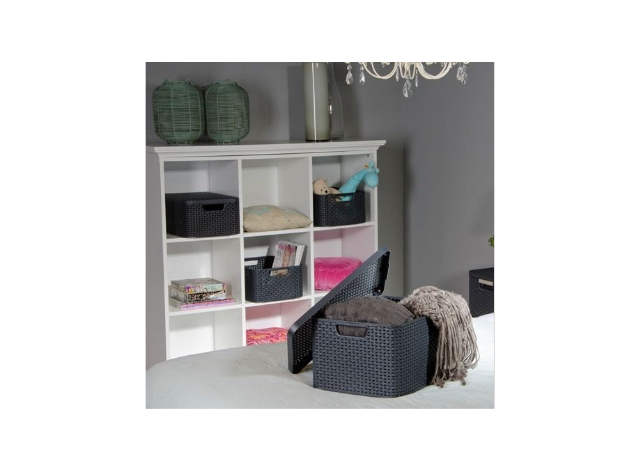 Cesta Curver, multiusos, con tapa, gris, Rattan Style L