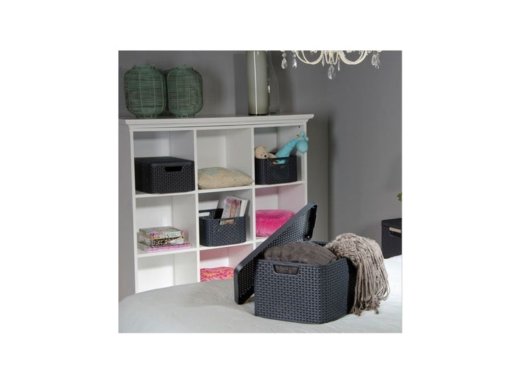 Cesta Curver, multiusos, con tapa, gris, Rattan Style L