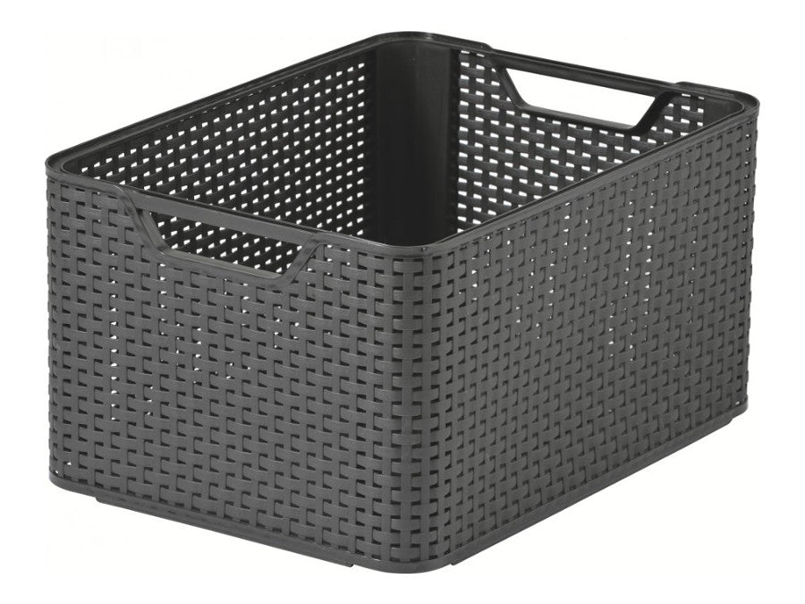 Cesta Curver, multiusos, con tapa, gris, Rattan Style L