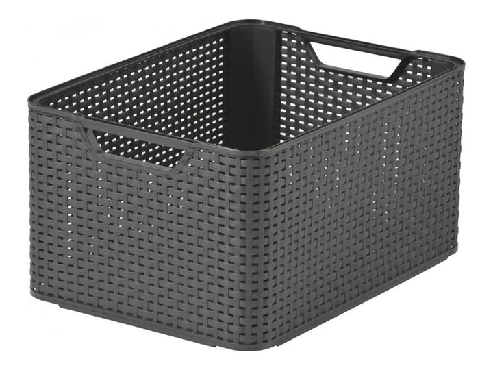 Cesta Curver, multiusos, con tapa, gris, Rattan Style L