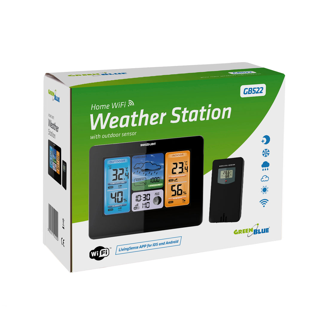 Estación meteorológica con sensor exterior pantalla LCD y WIFI fase lunar