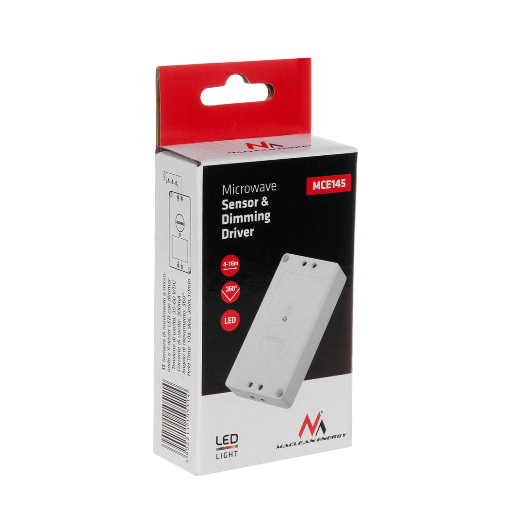 Sensor de movimento de microondas e controlador de escurecimento faixa 2-8m Maclean MCE145