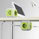 Toma de corriente, 2 entradas USB, longitud del cable 1,4m, GreenBlue GB118G - MagicCube,