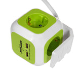 Toma de corriente, 2 entradas USB, longitud del cable 1,4m, GreenBlue GB118G - MagicCube,