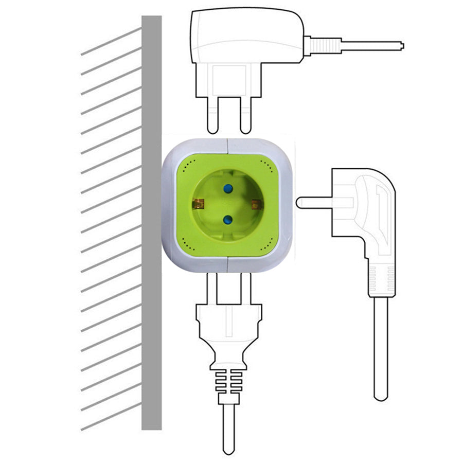 Toma de corriente, 2 entradas USB, longitud del cable 1,4m, GreenBlue GB118G - MagicCube,