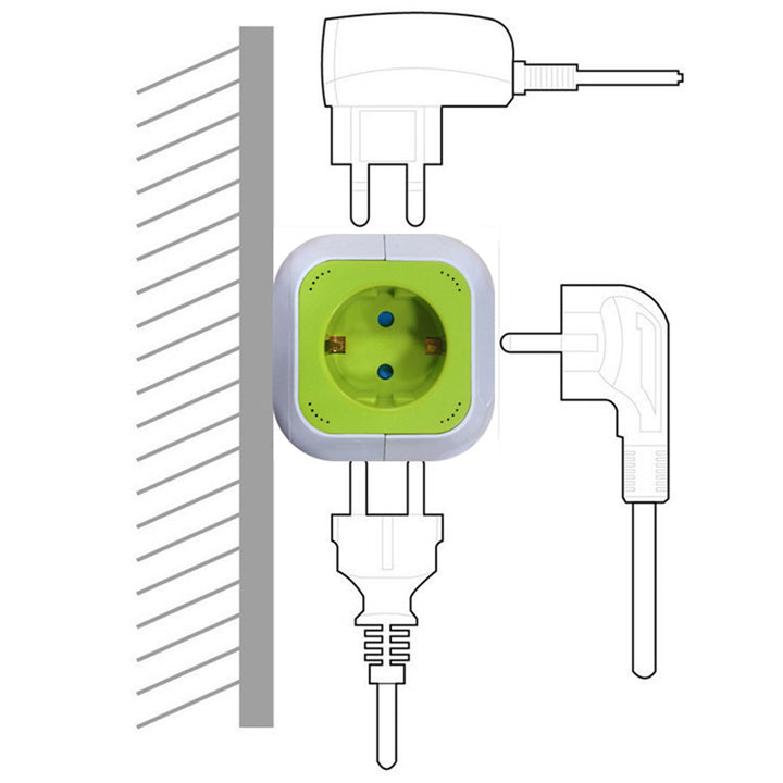 Toma de corriente, 2 entradas USB, longitud del cable 1,4m, GreenBlue GB118G - MagicCube,