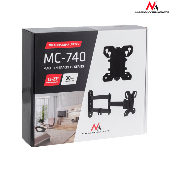 Suporte de parede Maclean MC-740 para televisores LCD LED de 13 a 32", carga máxima de 30 kg, VESA máx. 100x100