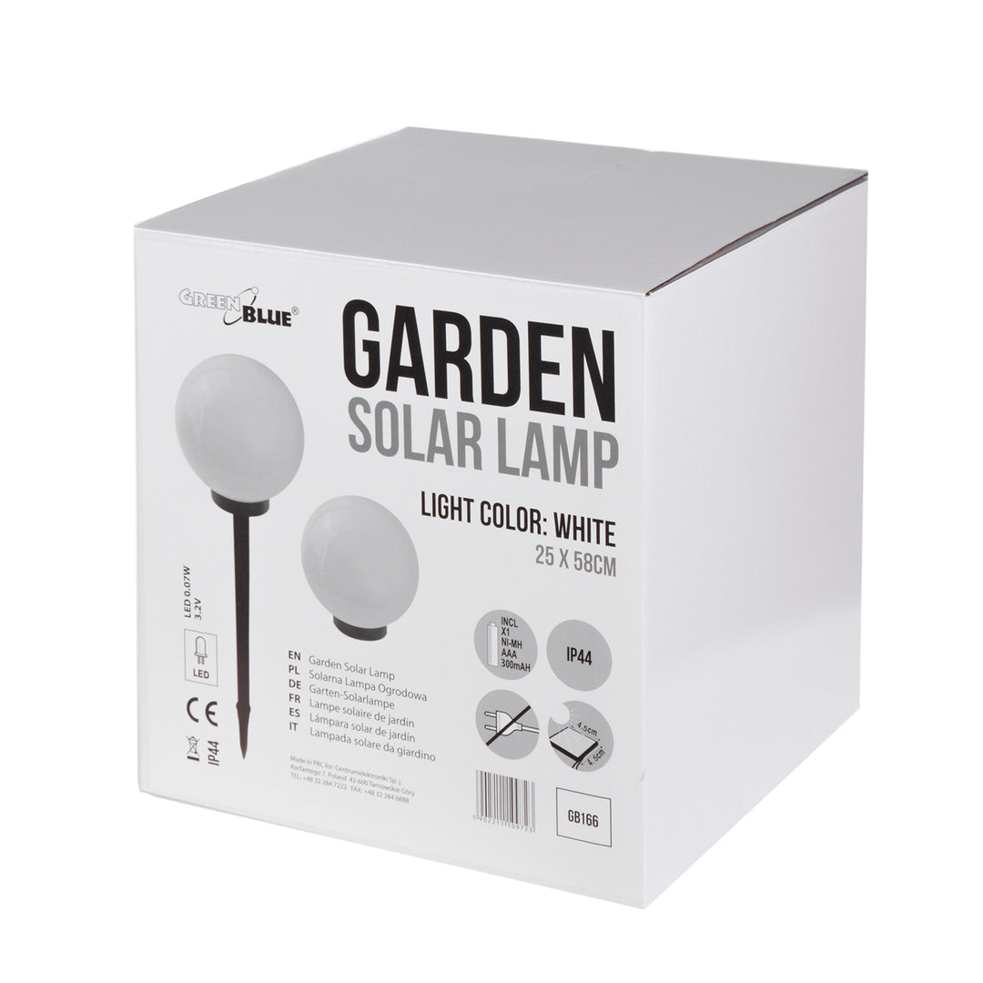 Lâmpada solar LED para jardim em forma de bola grande 25 x 25 x 58 cm VerdeAzul GB166