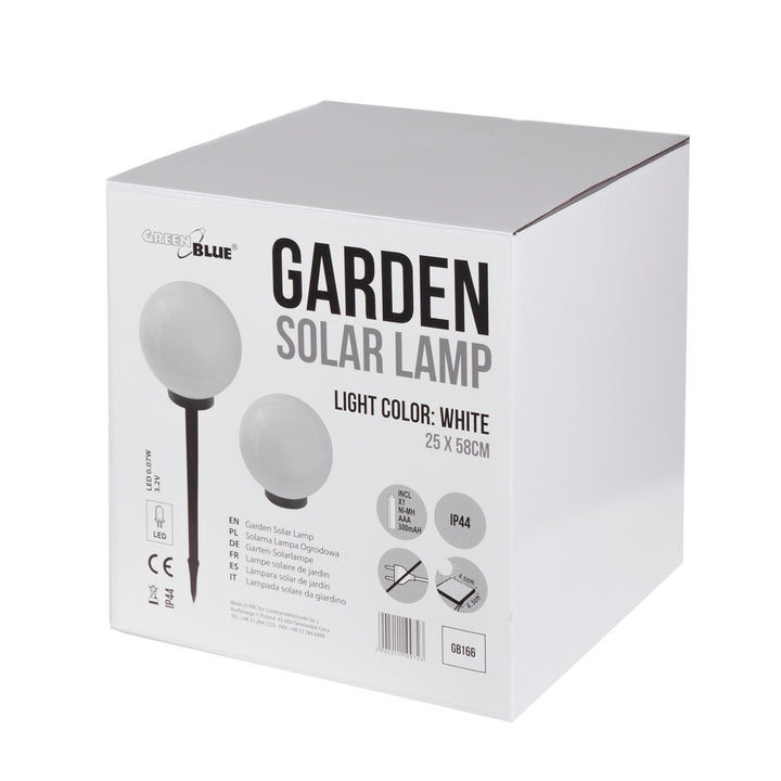 Lâmpada solar LED para jardim em forma de bola grande 25 x 25 x 58 cm VerdeAzul GB166