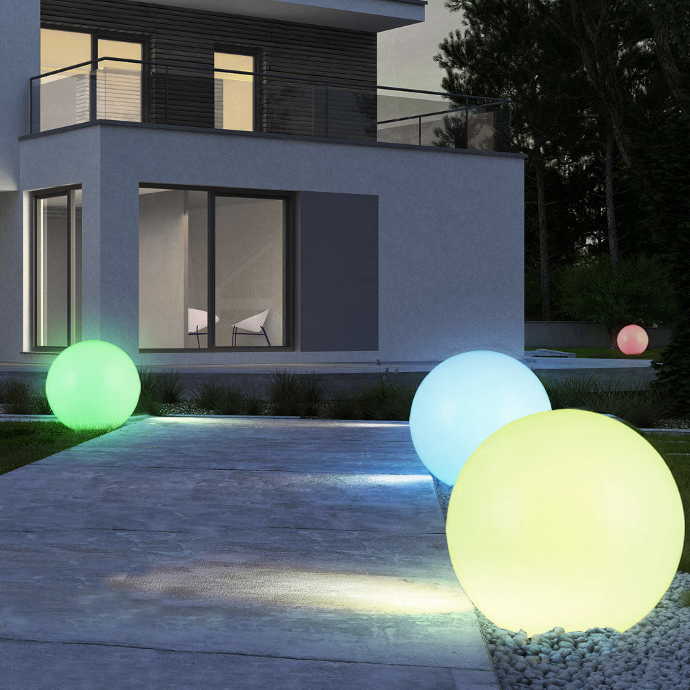 Lâmpada solar LED para jardim bola multicolorida 25 x 25 x 58 cm VerdeAzul GB165