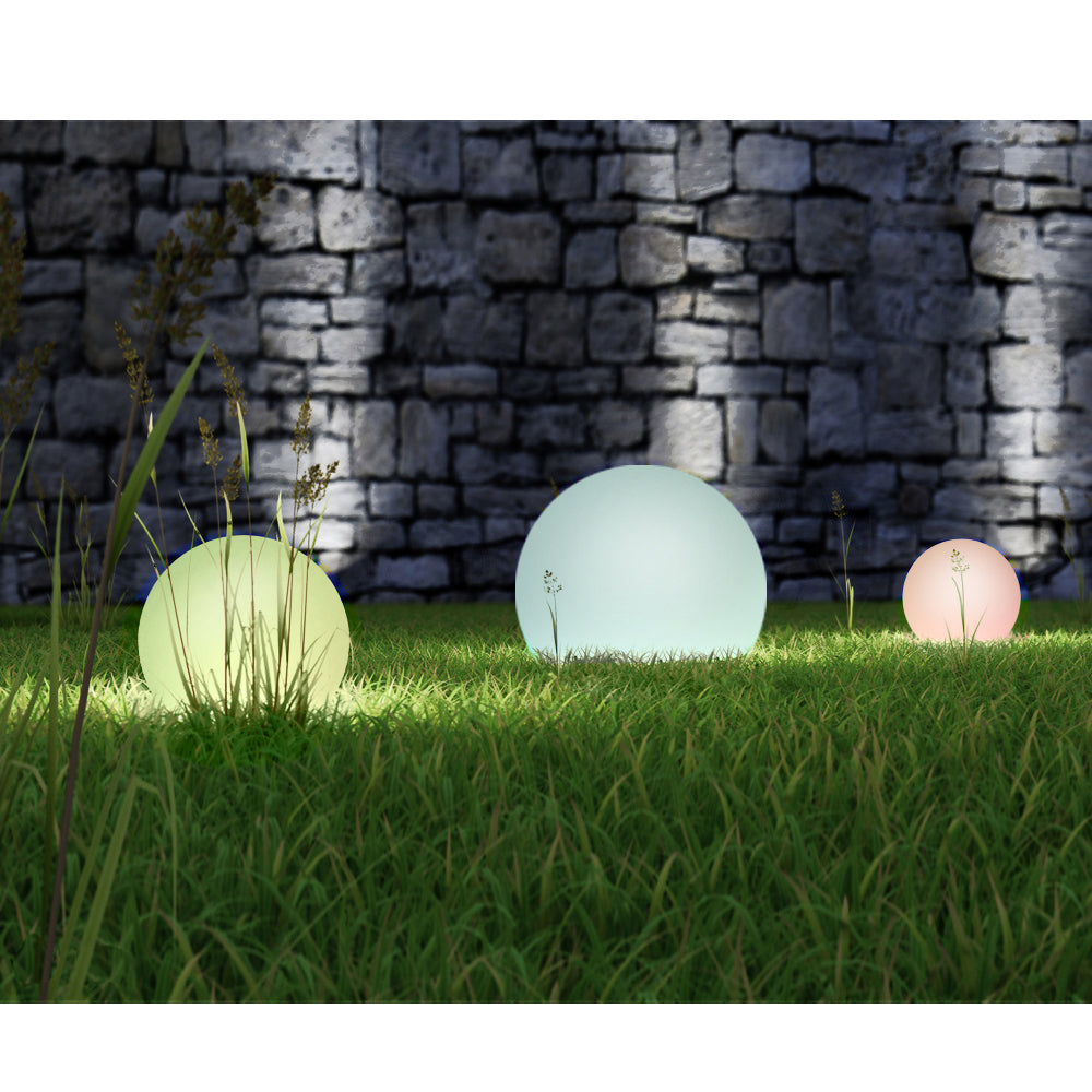 Lâmpada solar LED para jardim bola multicolorida 25 x 25 x 58 cm VerdeAzul GB165