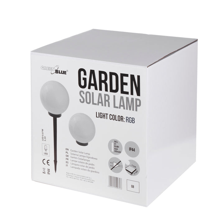 Lâmpada solar LED para jardim bola multicolorida 25 x 25 x 58 cm VerdeAzul GB165