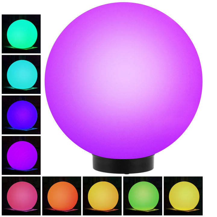 Lâmpada solar LED para jardim bola multicolorida 25 x 25 x 58 cm VerdeAzul GB165