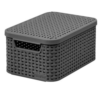 Curver 205841 Cesto de armazenamento estilo rattan cinza escuro premium