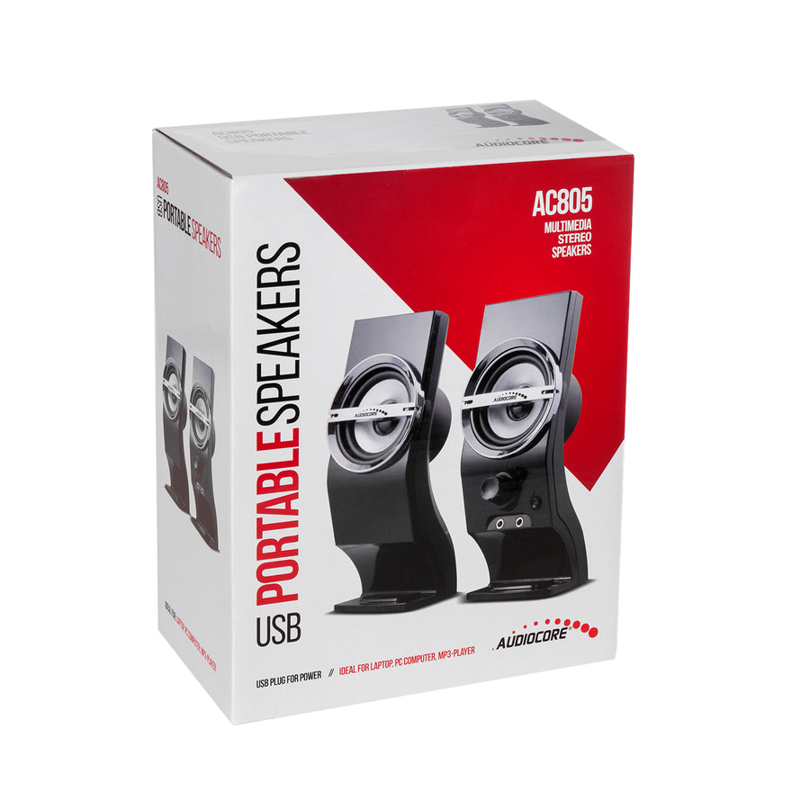 Alto-falantes estéreo de computador pretos Audiocore AC805 USB 6W