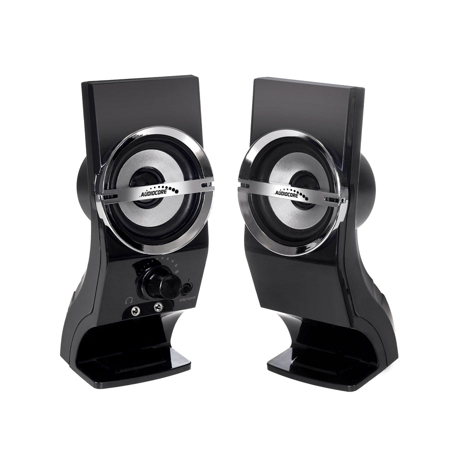 Alto-falantes estéreo de computador pretos Audiocore AC805 USB 6W
