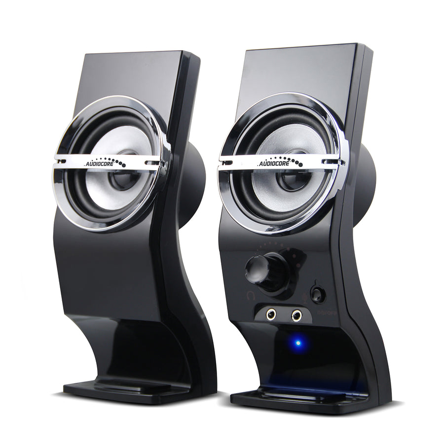 Alto-falantes estéreo de computador pretos Audiocore AC805 USB 6W