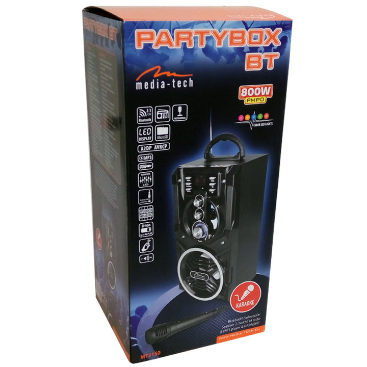 Coluna de som sem fios Bluetooth Partybox MT3150 de 800 W da Media-Tech