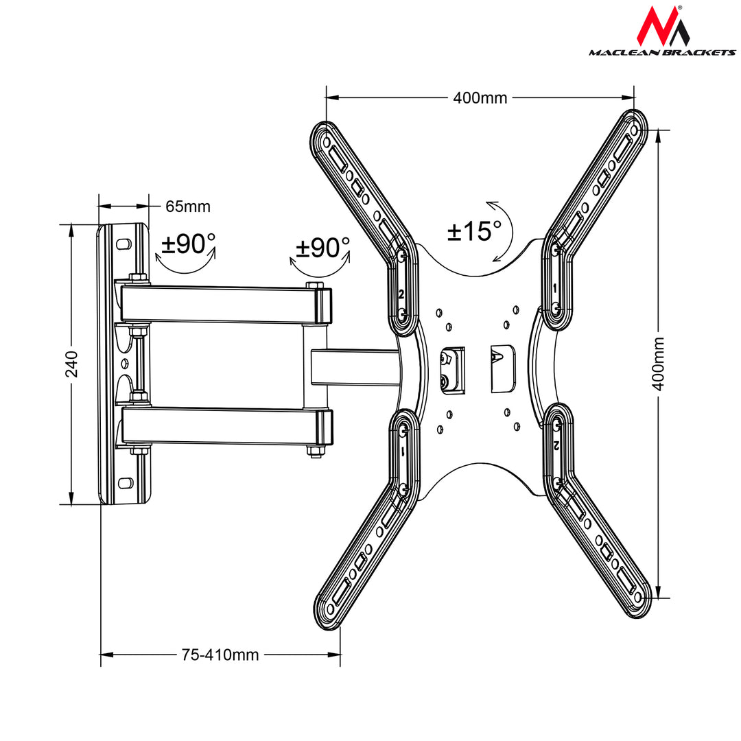 MC-759 TV 13-60" 30kg VESA máx. 400x400 braço articulado