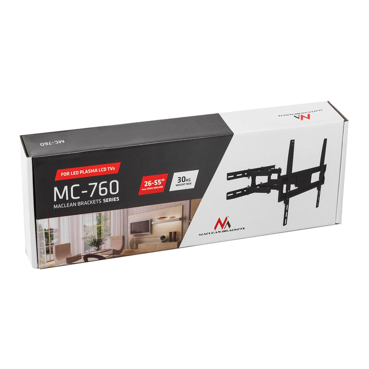 Suporte de TV ou monitor Maclean, universal, VESA máx. 400x400, 26-65", 30 kg, preto, MC-760