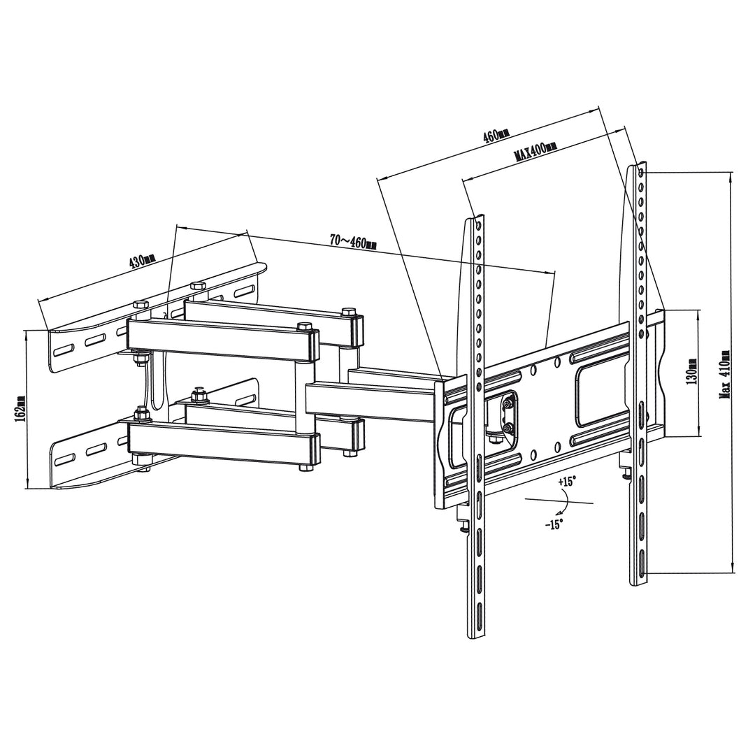 Suporte de TV ou monitor Maclean, universal, VESA máx. 400x400, 26-65", 30 kg, preto, MC-760