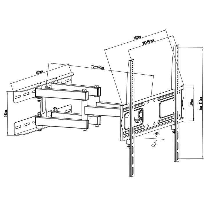 Suporte de TV ou monitor Maclean, universal, VESA máx. 400x400, 26-65", 30 kg, preto, MC-760