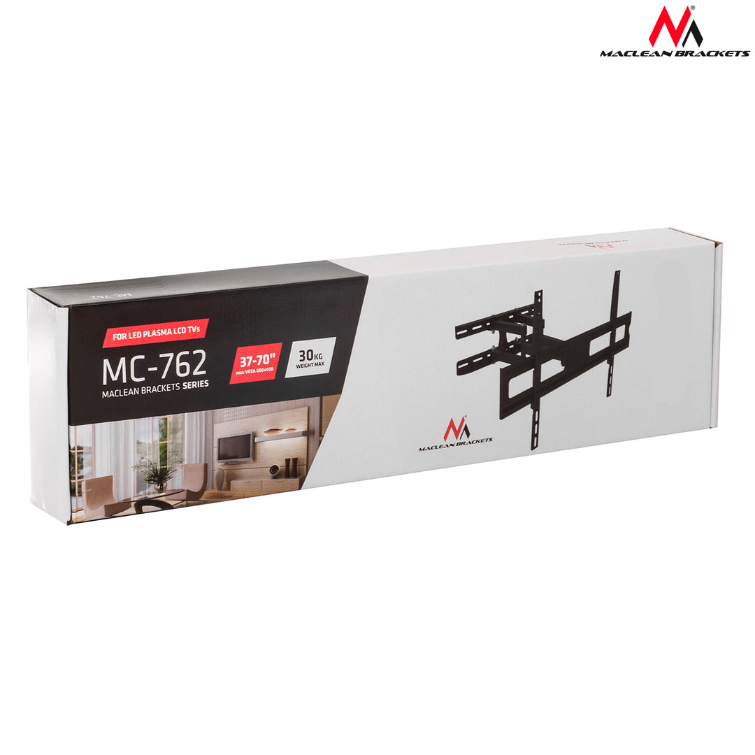 Suporte de parede Maclean MC-762 para monitor ou ecrã de TV LCD/LED de 37 a 80 pol., 30 kg, VESA máx. 600x400, braço duplo