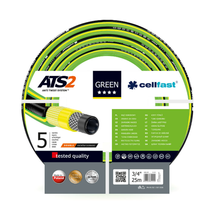 Mangueira de jardim Cellfast Green ATS2 3/4 "25m // 1/2" 50m 5 camadas