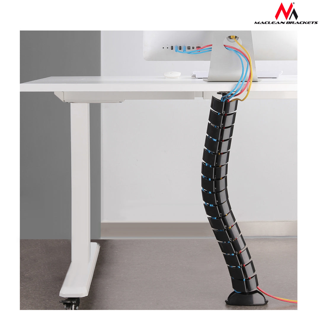 Organizador de cabos Maclean MC-768, capa para cabos de 80 cm, conduta para cabos, proteção para casa ou escritório, preto