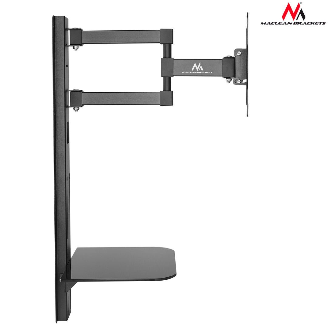 Suporte de parede para tela com prateleira para DVD 23"- 42", carga até 30kg, suporte inclinável Maclean MC771