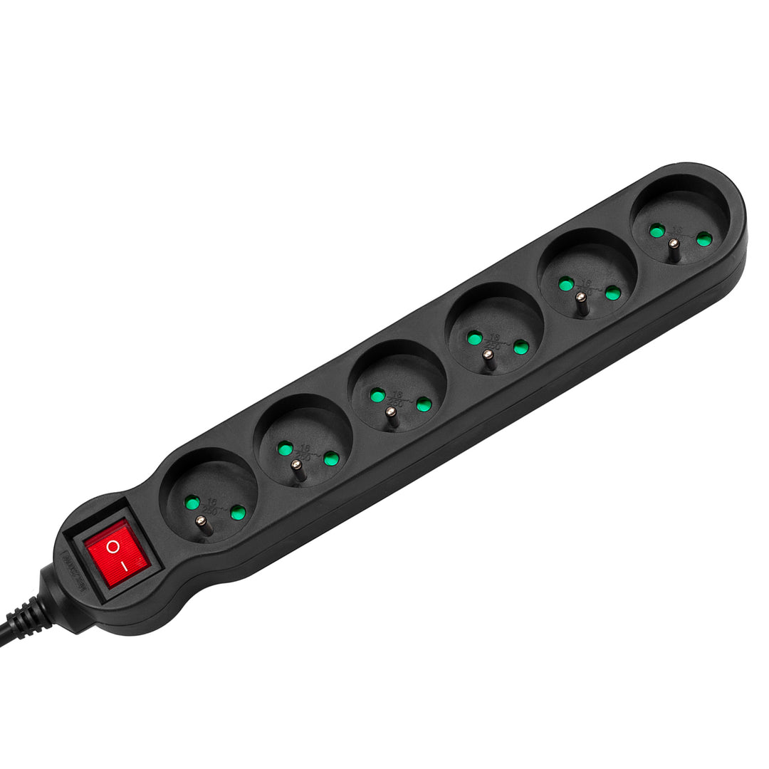 Regleta Maclean Energy MCE188 Cable de extensión de 6 tomas con interruptor