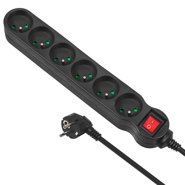Regleta Maclean Energy MCE188 Cable de extensión de 6 tomas con interruptor